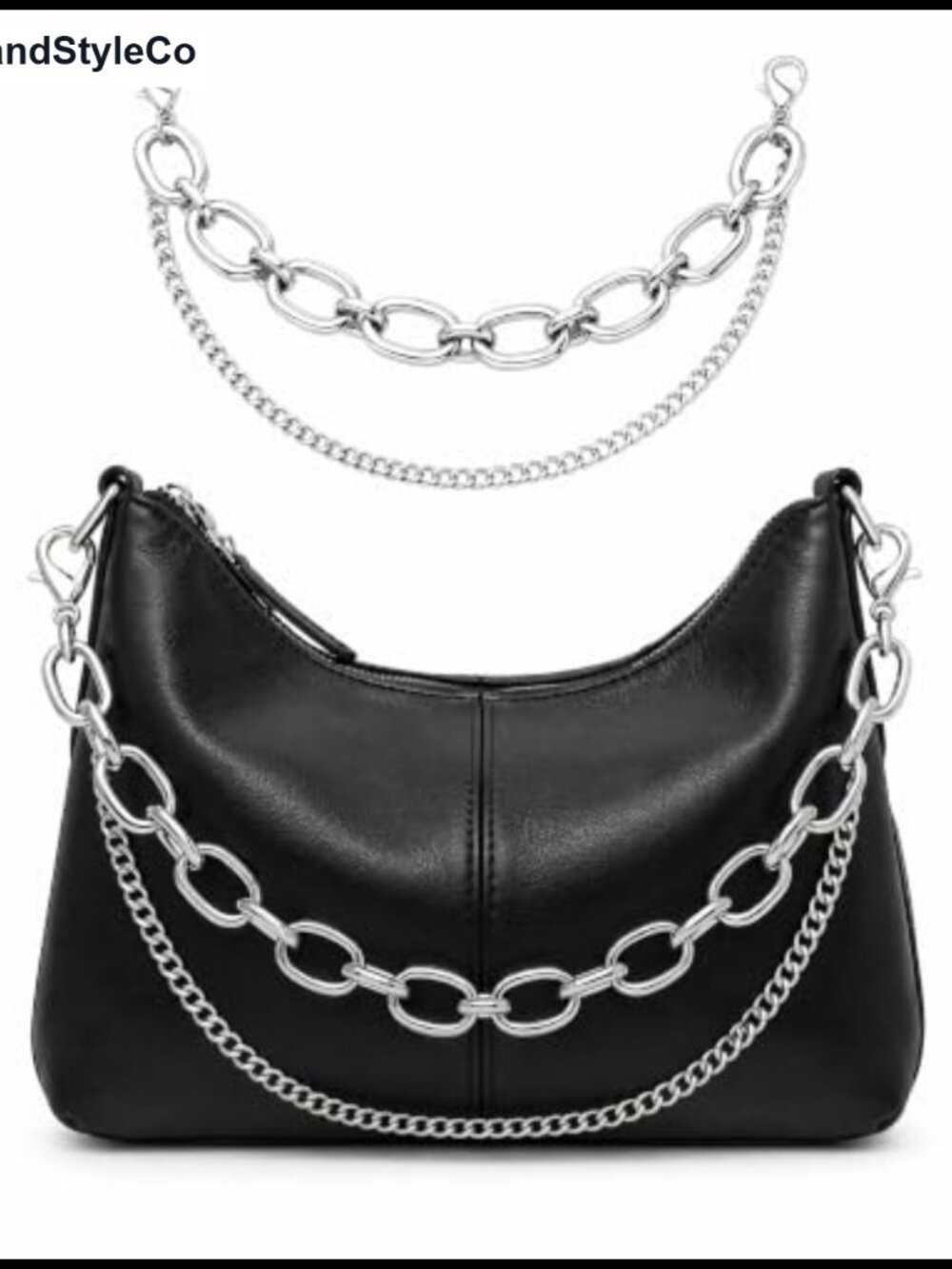 Silver Metal Layered Purse Chain Charm Keychain Goth Punk Bag Strap Accessory